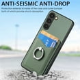 thumbnail image 2 of Carbon Fiber Patterned Case for Samsung S22 Plus, Wallet case with [360°Rotation Ring Kickstand] Credit Card Holder,PU Leather Shockproof Cover Women Men for Samsung Galaxy S22 Plus, Green, 2 of 8