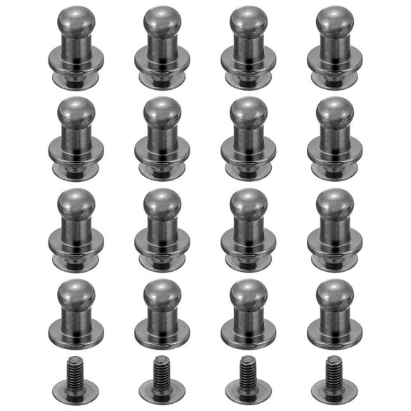 Uxcell 16 Pack Ball Head Stud Screw Back 5mm Round Head Button Nipple Leather Rivets for DIY Leather Craft Handbag Shoes Belt Repair, Metallic Black