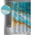 thumbnail image 3 of Extra Long Shower Curtain 72x96 Inch, Teal Beach Coastal Shower Curtain Waterproof Bathroom Decor Luxury Summer Seaside Nautical Fabric Bath Curtain Set Accessories with Hooks, 3 of 6