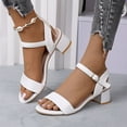 thumbnail image 5 of Sandals For Women 2025 Chunky Heel Open Toe Ankle Straps Peep Toe Shoes Comfortable Walking Beach Sandals for Women Dressy Summer 6, 5 of 7