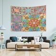 thumbnail image 5 of India Islam Ethnic Round Style Tapestry Wall Hanging Tapestries Happy Colorful Hippie Psychedelic Art Polyester Carpet Wall Decorative for Living Room Bedroom 60x40inch Home Decor Gifts, 5 of 7