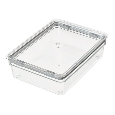 iDesign Large Short Dry Goods Storage Bin, 7.8” L x 10.5” H x 3” W, Clear