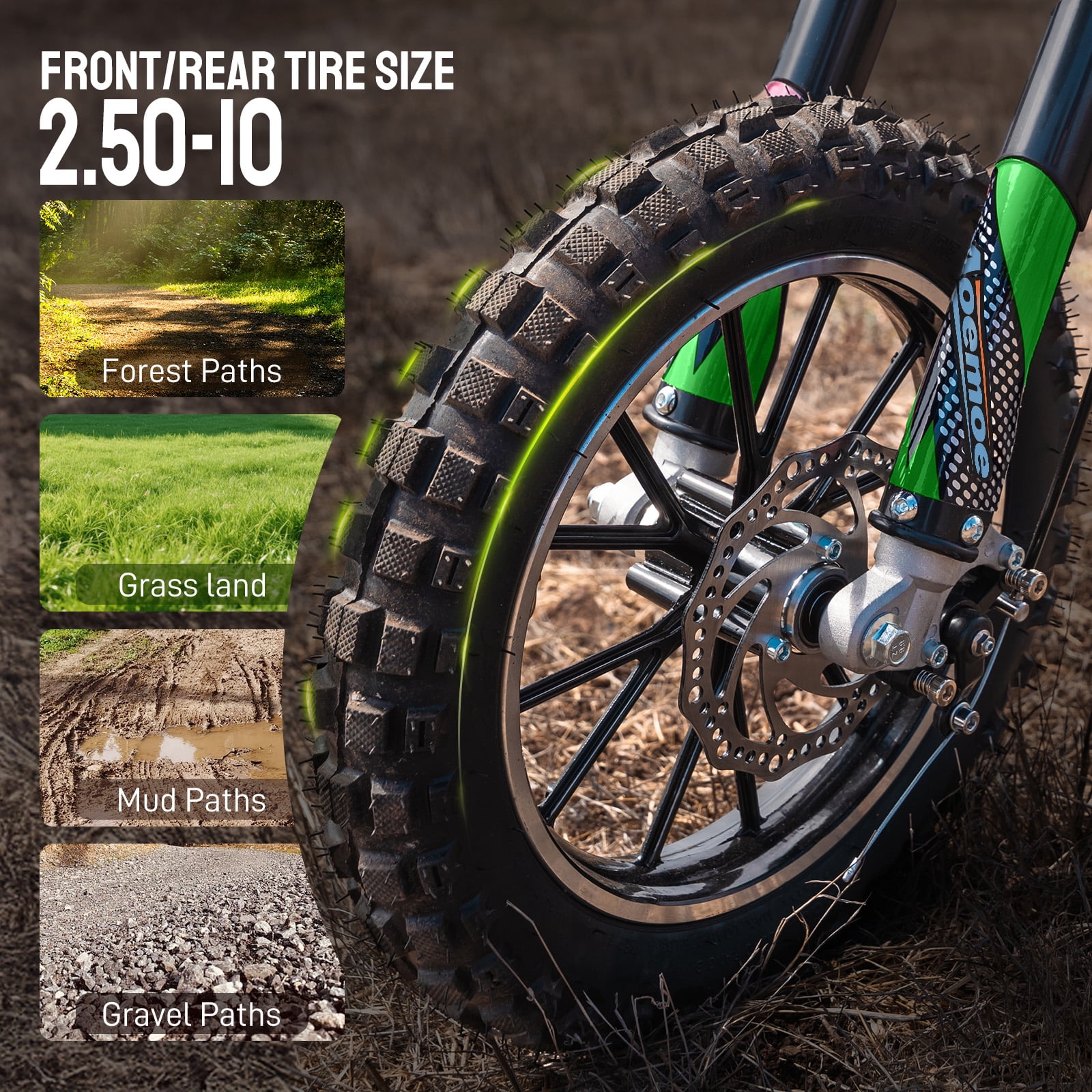 Aoemoe Gas Dirt Bike, 40cc 4-Stroke Gas Powered Kids Off Road Motorcycle (Model-DB4S004) with Off-Road Tire, Suspensions, Disc Brakes, Max Load 165Lbs, Up to 25Mph, NO OIL MIX REQUIRED