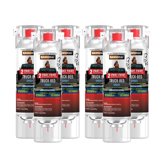 Samurai 2-Part Spray Paint Epoxy Primer for Truck Bed Liner (Granular Textured Primer White, Pack of 6 Cans)