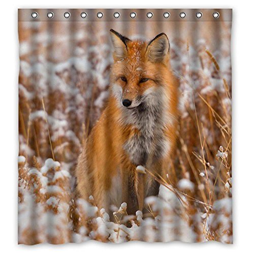 ABPHQTO Cortina de ducha clásica con diseño de zorro y animales, impermeable, 150x180 cm