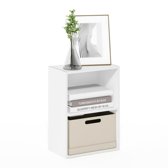 Furinno Luder 2-Tier Open Shelf Bookcase, White
