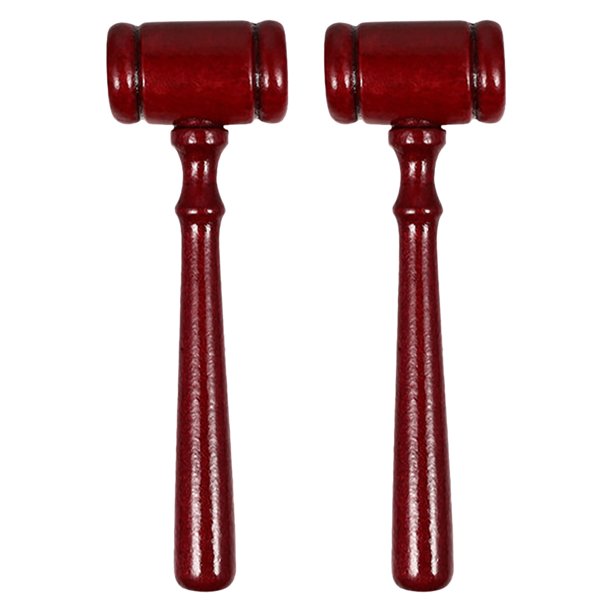 ColoMX Martillo de madera para juez, martillo de corte, martillo para subasta, juego de rol, juguete, 2 uds.