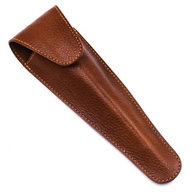 Parker Safety Razor - Genuine Saddle Leather Travel Case for Long Handled Cartridge Razors -- Universal Case is Perfect for all Gillette Mach 3, GIllette Fusion, Personna M5, Schick Hydro and others