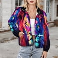 thumbnail image 3 of Jackets for Women Winter Coat Jackets Flannel Stand Collar Jacket(Colorful Lion Art,Size:S-4XL), 3 of 7