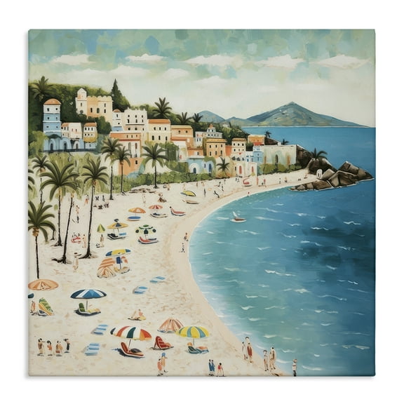 Stupell Industries Beach Water's Edge Nautical & Beach Painting Wrapped Canvas Art Print Wall Art, 17 x 17