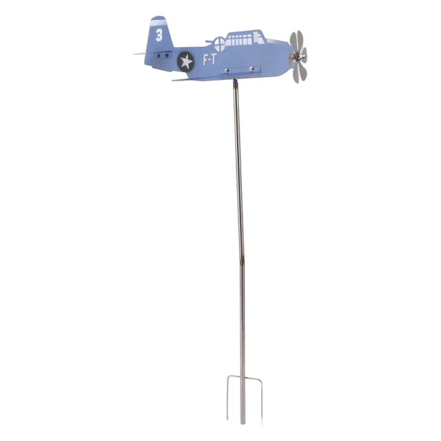 Véana Meteorológica De Avión, Construcción Estable Avión Giratriz De Viento Iron Y Acero Inoxidable Resistente De óxido Azul Para Patio