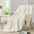 thumbnail image 5 of Sortora Beige Throw Blanket, King Size Plush Fluffy Couch Blanket, Soft Lightweight Cozy Bed Blankets for All Seasons - 280GSM Double-Sided 3D Knit, Machine Washable, 90"x106", 5 of 7