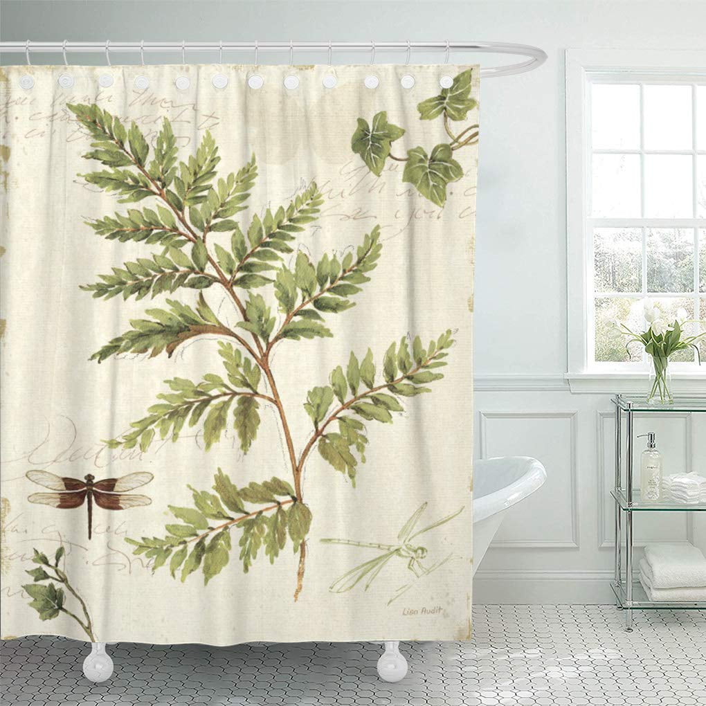 SUTTOM Green Botanical Ivies and Ferns Ivy Leaf Leaves Natural Shower