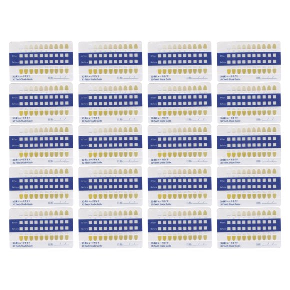 Shisuyan Tooth Color Chart Tooth Color Contrast Cards Blue PVC 20Pcs 3.3X2.1X0.8In