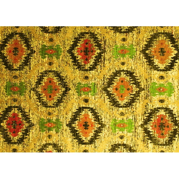 Ahgly Company Indoor Rectangle Southwestern Yellow Country Area Rugs, 2' x 5'