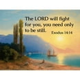 thumbnail image 3 of ArtsyQuotes 14x12 Black Modern Framed Museum Art Print Titled - Bible Verse Quote Exodus 14:14, Ivan Aivazovsky - Sunset Over Yalta, 3 of 5