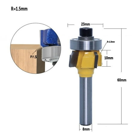 

R1/R1.5/R2 Woodworking Milling Cutter 4 Teeth Router Bit 8Mm Shank Edge Trimmer
