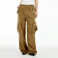 thumbnail image 4 of Women Wide Leg Cargo Pants High Waist Trouser Solid Color Long Leg Bottoms Utility Loose Fit Trousers Straight Cut Office Chic Streetwear With Multiple Pockets, 4 of 8