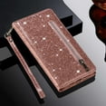 thumbnail image 4 of Dteck Galaxy A32 5G Bling Phone Case  Sparkle Magnetic Clasp PU Leather Wallet Purse Folio Flip Cover with Strap Zipper Pocket for Samsung Galaxy A32 5G Rosegold, 4 of 7