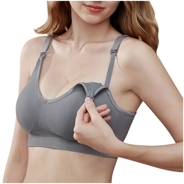 SELONE Nursing Bras for Breastfeeding No Underwire Front Closure Clip Zip  Front Snap Maternity Front Hook Close Breathable Seamless Ladies Traceless