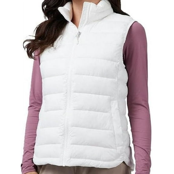 Degrees Women's Lightweight Recycled Poly-Fill Packable Vest | Zippered Pockets | Layering | Water Repellent, White