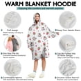 thumbnail image 5 of Wearable Oversized Blanket,White Cow Strawberry Heart Pattern Wearable Blanket Hoodie for Adults,Cozy Hooded Blankets with Super Pockets,Super Warm Fuzzy Pullover for Women & Men, 5 of 6
