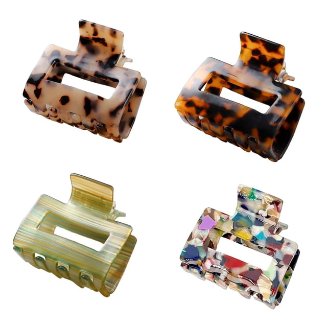4 Piezas Pinzas para el Cabello BetterJonny Pinzas para el Cabello de Acetato Pinzas Cuadradas para el Cabello Accesorios para el Cabello para Mujeres Pinzas para el Cabello Medianas Pasadores de Tort