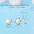 thumbnail image 3 of Limerencia Pure Titanium Hypoallergenic Earrings 5mm Opal Implant Grade|Delicate Jewelry for Sensitive Ears, 3 of 5