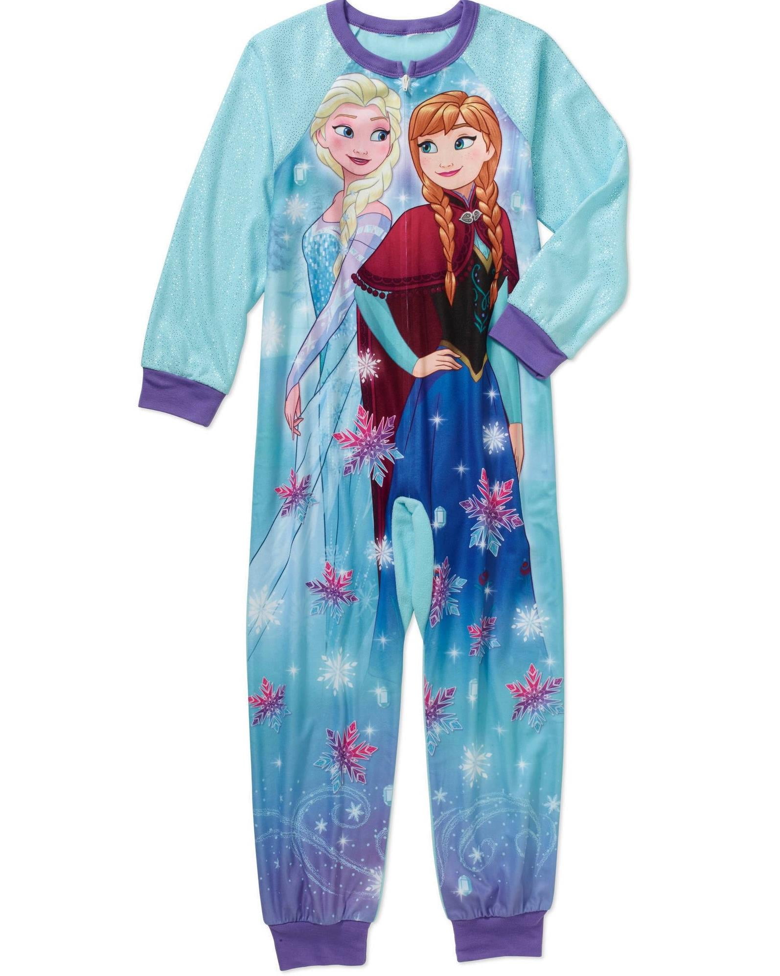 Disney Frozen Disney Frozen Princess Anna And Elsa Girls Blanket Sleeper Pajamas Blue Size 4