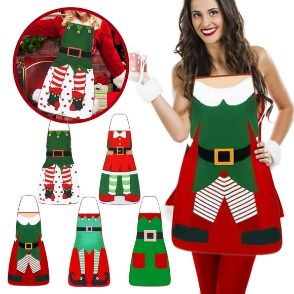 Festive Santa Holiday Apron Set For Christmas Cooking Baking With Adjustable Neck Strap And Sleeve Covers Kitchen Attire