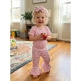 thumbnail image 6 of BemeyourBBs Newborn Baby Girls Duck Outfit Summer Clothes Infant Girls Cute Duck Print Short Sleeve Romper with Flare Pants Set Headband, 6 of 9