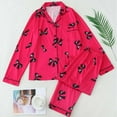 thumbnail image 5 of SJLDQY Valentines Women's Pajamas Set 2 Peice Pjs Set for Women Valentine's Day Bowknot Graphic Long Sleeve Pajama Tops Pants Soft Comfy Homewear Sleepwear Outfits, 5 of 6