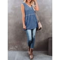 thumbnail image 3 of Hanerdun Women V-Neck Tank Top Female Sleeveless Blouse Vest Blue XL, 3 of 5