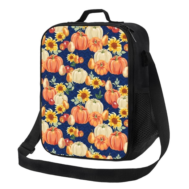 Fotbe fall Pumpkin Daisy Lonchera Bolsa de Almuerzo para Hombres y Mujeres, Lonchera de Gran Capacidad, Bolsa de Almuerzo Reutilizable, Bolsa Térmica Aislante