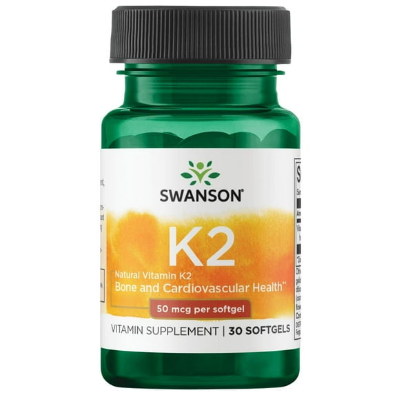 Swanson Natural Vitamin K2 (Menaquinone-7 from Natto) 50 mcg 30 Sgels