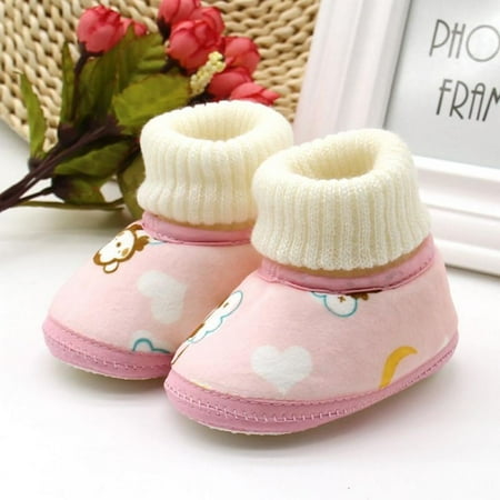 

SUPERHOMUSE Baby Girls Cute Soft Winter Boots Toddler Kids Snow Fleece Rabbit Baby Shoes Baby Moccasins Shoes 0-18 Months