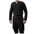 thumbnail image 2 of Aqestyerly Hauts pour Hommes Mode Décontractée Manches Longues Robe Longue Col en V Blouse Hauts Chemise, 2 of 7