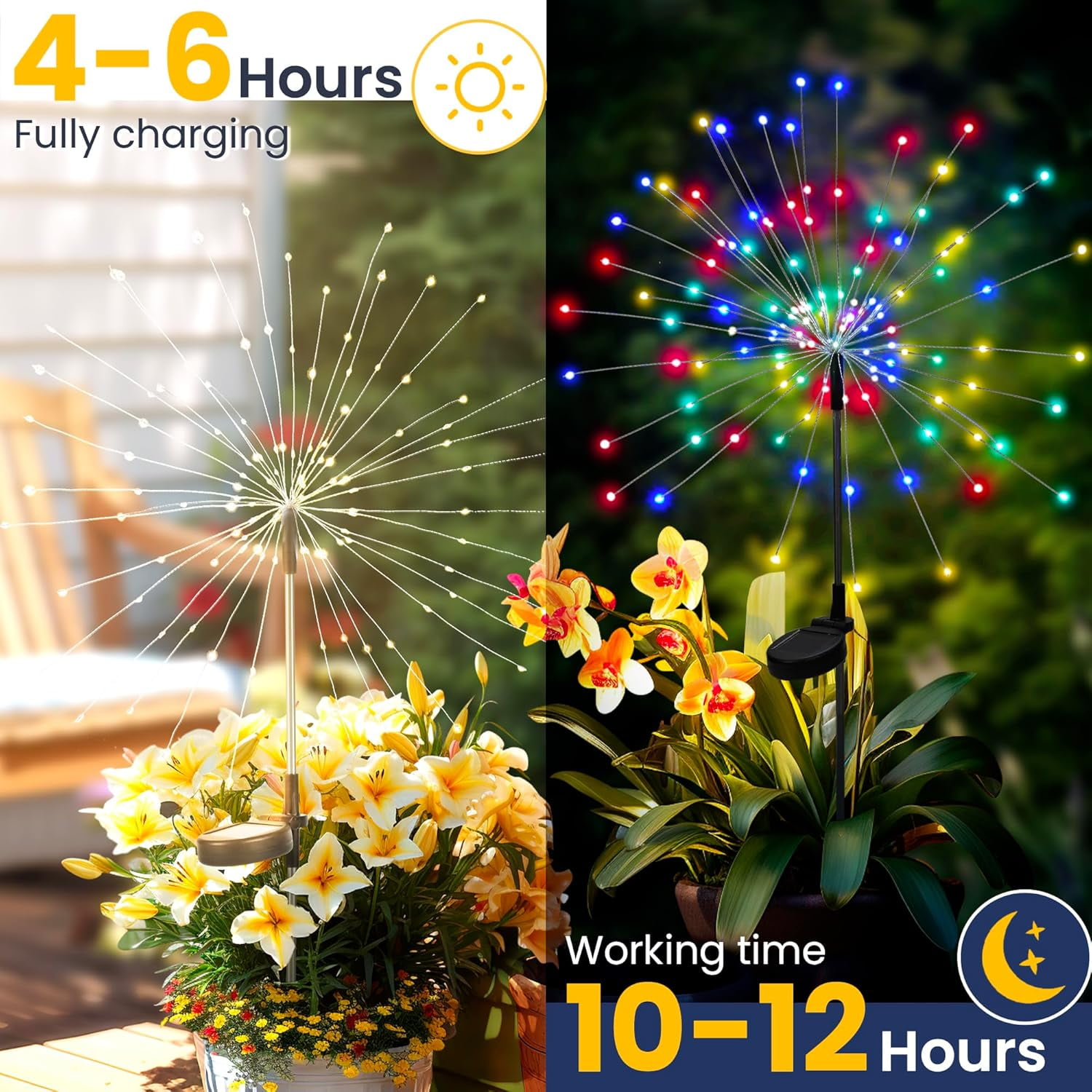 60-480LED Garden Decor Outdoor Lights, Solar Garden Lights for Christmas Outside Fairy Firework Decorative,Solar Powered for Yard Pathway Flowerbed Planter Balcony Patio Decor (Multicolar