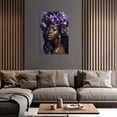 thumbnail image 4 of ZHONGYUTONG African American Canvas Wall Art Black Woman Flower Head Pictures Abstract Black Girl Painting for Living Room Decor Framed (28.00" x 42.00"), 4 of 5