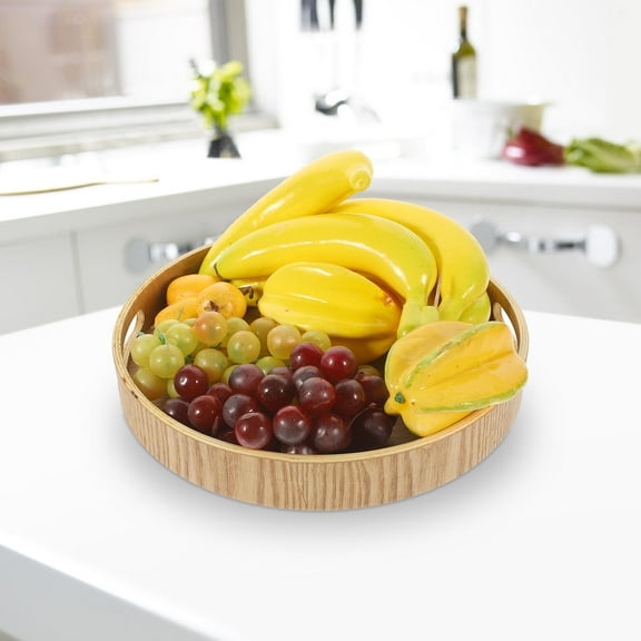 Raindrops Kitchen Wood Fruit Tray Round Wood Tray Wooden Color 1Pack
