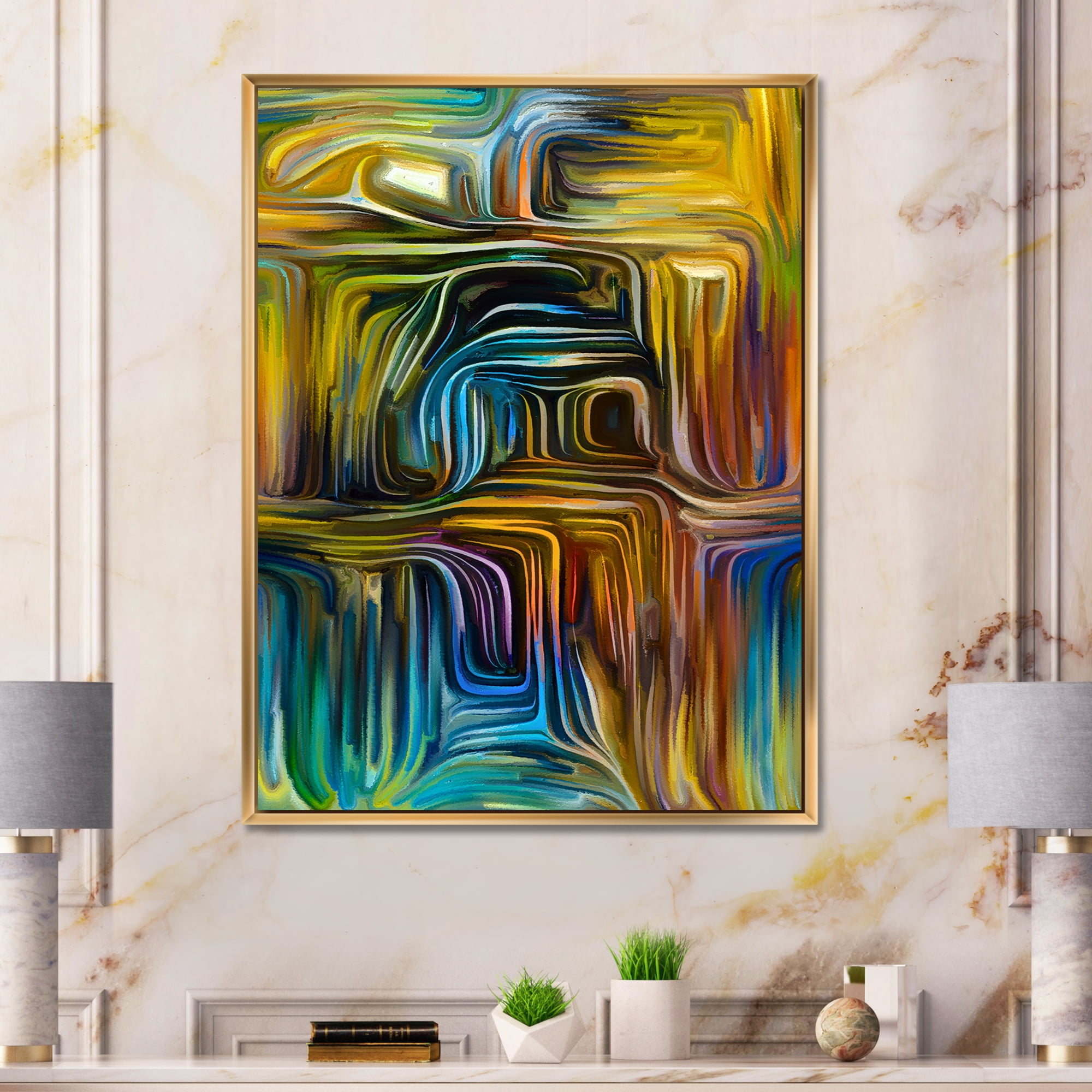 Designart 'Colour Spiral Fusion IV' Modern Framed Canvas Wall Art Print