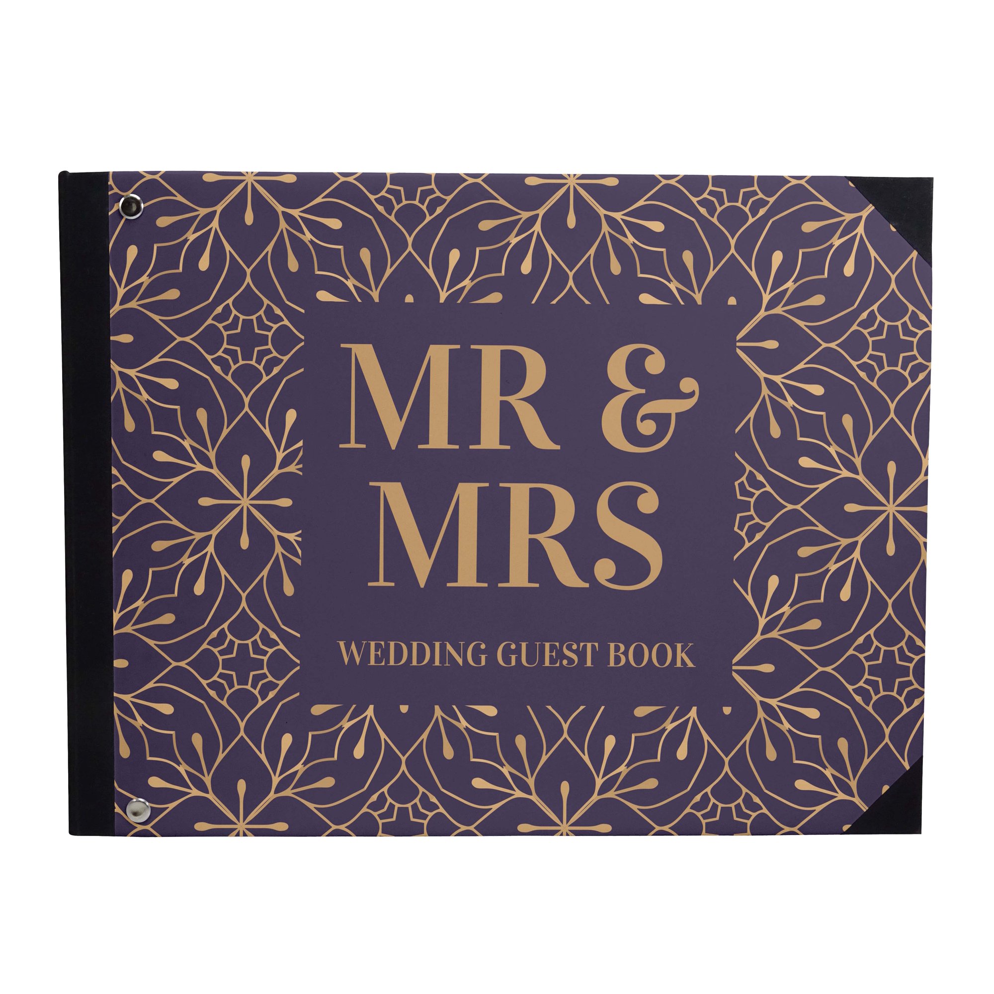 Darling Souvenir Purple Leaves Printed Wedding Guest Book Hardbound Cover Sign In Book Registry Scrapbook-9 x 12 Inches