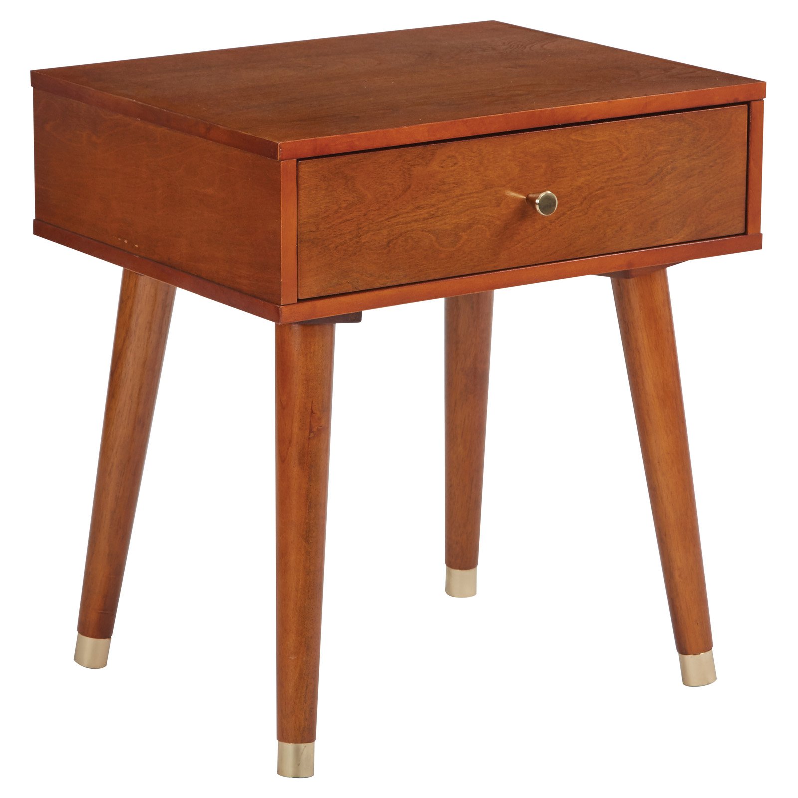 OSP Home Furnishings Cupertino Side Table w/ Drawer in Light Walnut