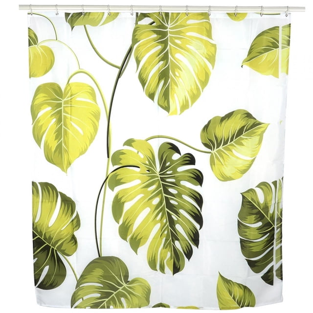 Verdant Touch Cortina de baño para decoración del hogar, resistente al agua, a prueba de moho, cortina de ducha de baño, accesorio de baño (patrón de hojas tropicales, 150 x 180 cm)