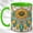 Green, variant on Sunflower Dream Catcher Coffee Mug, Boho Feather Mug, Ceramic 11 oz