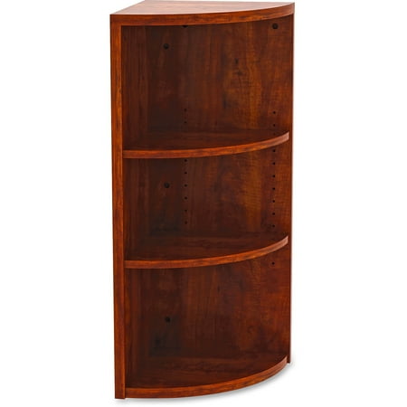 - Lorell, LLR69890, Essentials Series Cherry Laminate Corner Bookcase, 1 Each, Cherry