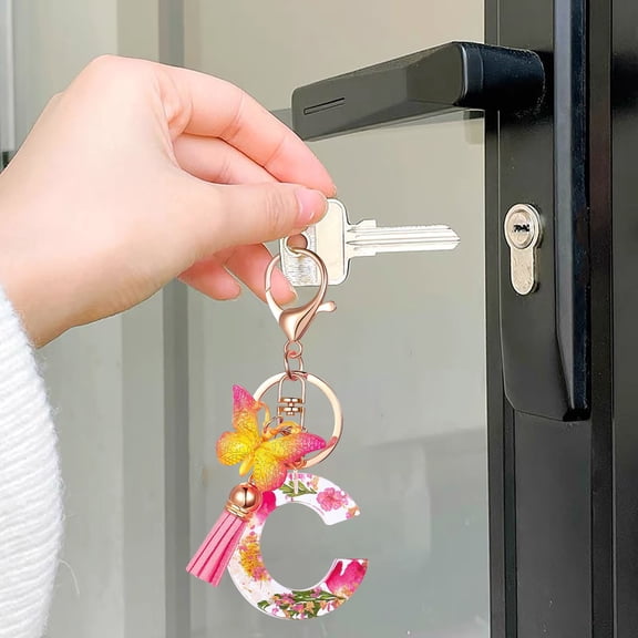 Tuvgenk initial keychain Gift women keychain Multicolor Plastic car C key ring for friend