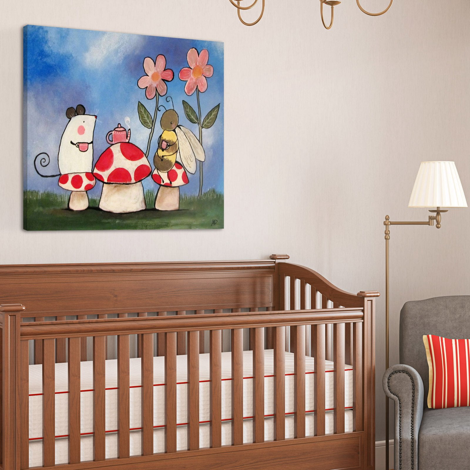 Marmont Hill "Mushroom Tea Party" by Andrea Doss Painting Print on Wrapped Canvas