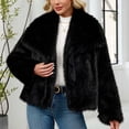 thumbnail image 2 of Women'S Faux Fur Coat Fluffy Faux Fur Jacket Long Sleeve Lapel Furry Winter Jackets Shaggy Parka Cropped Coat, 2 of 9