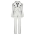 thumbnail image 6 of Jinhomg Dressy Business Outfits for Women Open Front Notched Neck Blazers with Slim Straight Pants 2 Piece Summer Office Suit Sets White M, 6 of 9